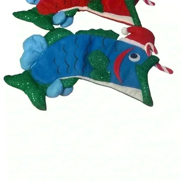 Lot Of 2- RIGRAP MFS-B FUN! Merry Fishmas Stocking, Blue & Red, 22"+ x 12" - Picture 3 of 9